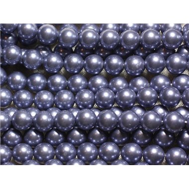 1 Fil 39cm - Perles de Nacre Boules 8mm Bleu Gris Horizon 