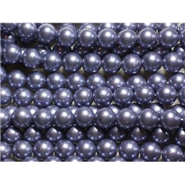 1 Fil 39cm - Perles de Nacre Boules 8mm Bleu Gris Horizon 