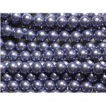 1 Fil 39cm - Perles de Nacre Boules 8mm Bleu Gris Horizon 