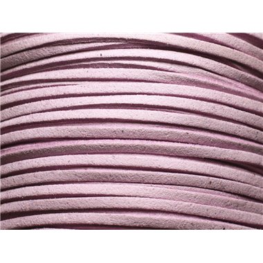 Bobine 90 metres env - Cordon Laniere Suedine Daim 3mm Rose Mauve Pastel