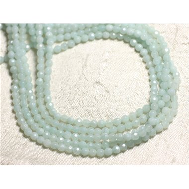 Fil 39cm 90pc env - Perles de Pierre - Amazonite Boules Facettées 4mm 