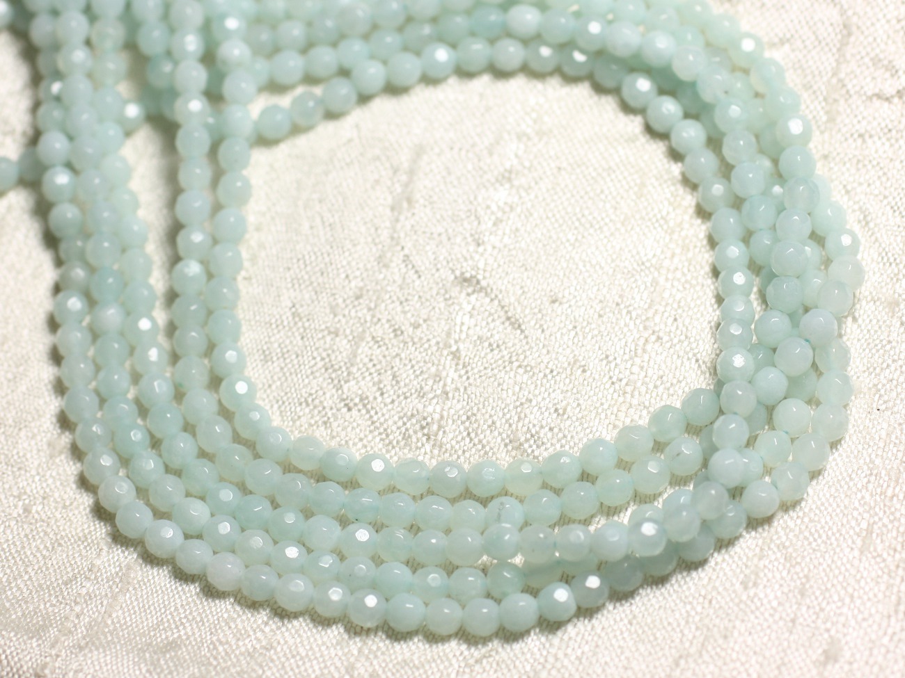 Fil 39cm 90pc env - Perles de Pierre - Amazonite Boules Facettées 4mm 