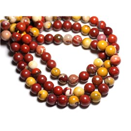 Thread 39cm 37pc approx - Stone Beads - Jasper Mokaïte Balls 10mm 