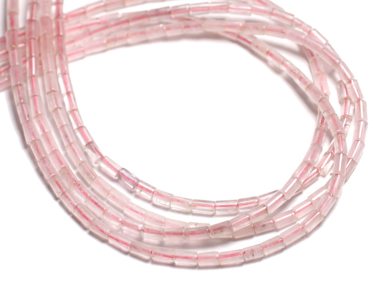 1 Fil 39cm Perles de Pierre - Quartz Rose Tubes 4x2mm 