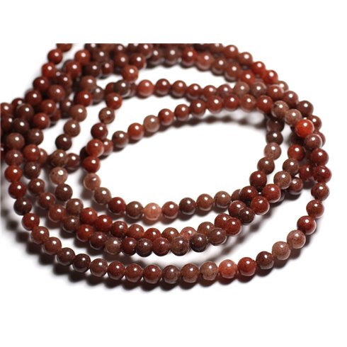 1 Fil 39cm Perles de Pierre - Aventurine Marron Boules 6mm 