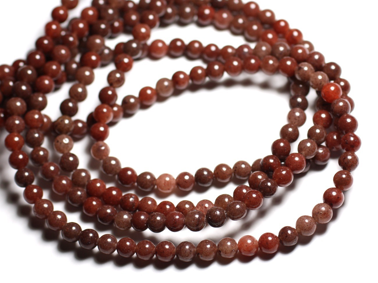 1 Fil 39cm Perles de Pierre - Aventurine Marron Boules 6mm 