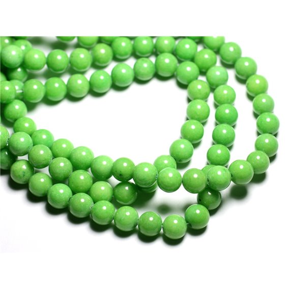 1 Fil 39cm Perles de Pierre - Jade Boules 8mm Vert Pomme 