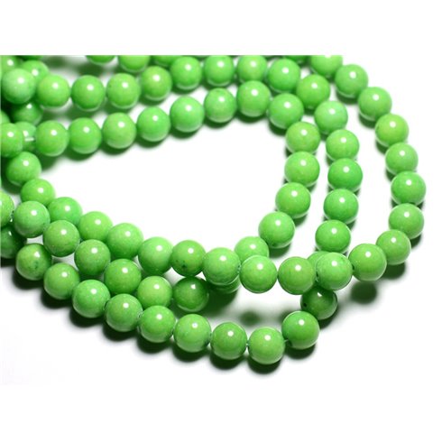 Fil 39cm 48pc env - Perles de Pierre - Jade Boules 8mm Vert Pomme