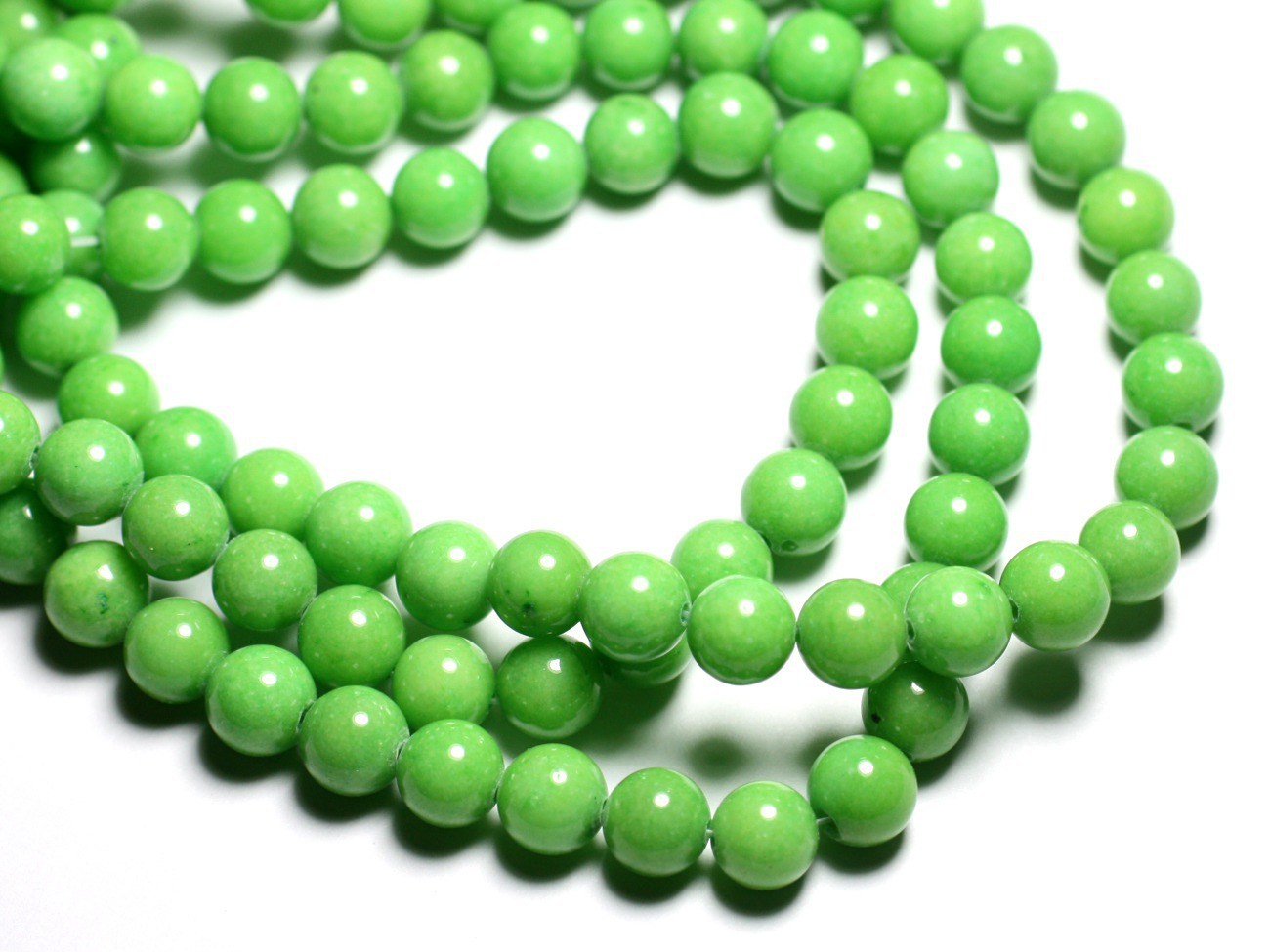 Fil 39cm 48pc env - Perles de Pierre - Jade Boules 8mm Vert Pomme