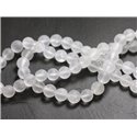 Fil 39cm 46pc env - Perles de Pierre - Cristal de Roche Quartz Mat Boules 8mm 