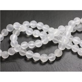 Thread 39cm 46pc approx - Stone Beads - Rock Crystal Matte Quartz 8mm Balls 