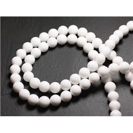 Thread 39cm approx 63pc - Stone Beads - Jade Balls 6mm Opaque White 