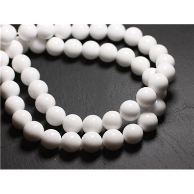 Fil 39cm 26pc env - Perles de Pierre - Jade Boules 14mm Blanc Opaque 