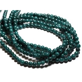 Fil 39cm 68pc environ - Perles Pierre Jade Boules 6mm Bleu Vert Paon Canard opaque