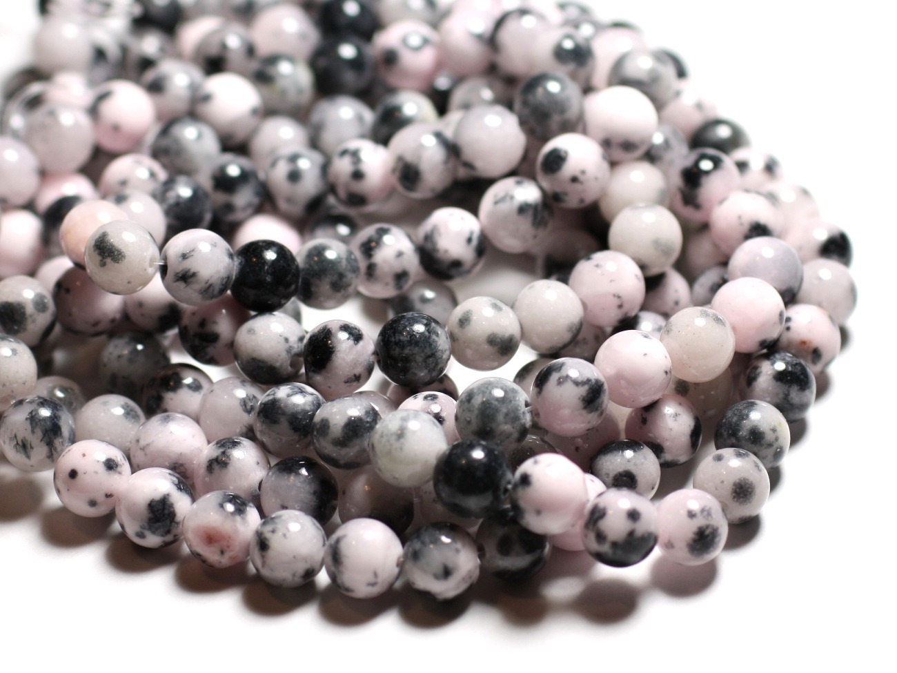 1 Fil 39cm Perles de Pierre - Jade Boules 8mm Blanc Gris Noir Rose 
