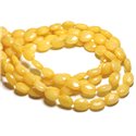 1 Fil 39cm Perles de Pierre - Jade Ovales Facettés 14x10mm Jaune Moutarde 