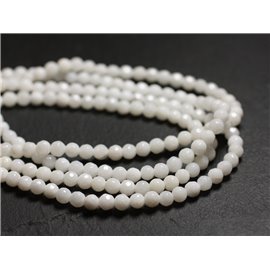 Thread 39cm 91pc approx - Stone Beads - Jade Faceted Balls 4mm Opaque White 