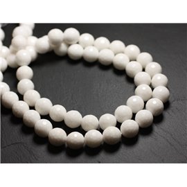 Hilo 39cm 37pc aprox - Cuentas de Piedra - Bolas Facetadas Jade 10mm Blanco Opaco 