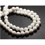 Fil 39cm 32pc env - Perles de Pierre - Jade Boules Facettées 12mm Blanc Opaque 