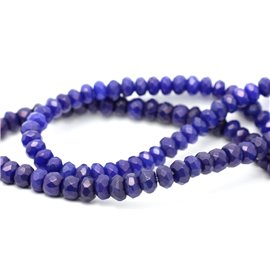 1 filo 39 cm di perle di pietra - Rondelle sfaccettate di giada 8x5 mm blu notte 