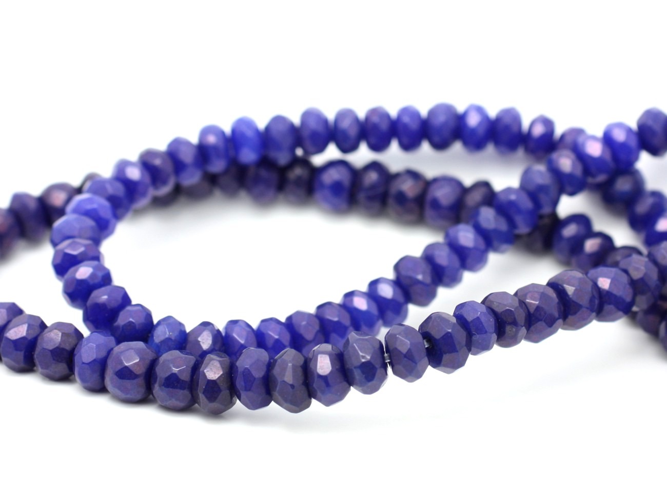 Fil 39cm 75pc env - Perles Pierre - Jade Rondelles Facettées 8x5mm Bleu Nuit Roi Opaque
