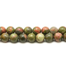 Hilo 39cm 46pc aprox - Cuentas de Piedra - Bolas de Unakite 8mm 