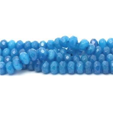 Fil 39cm 75pc env - Perles Pierre - Jade Rondelles Facettées 8x5mm Bleu Turquoise Azur