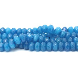 1 Strand 39cm Stone Beads - Jade Faceted Rondelles 8x5mm Azure Blue 