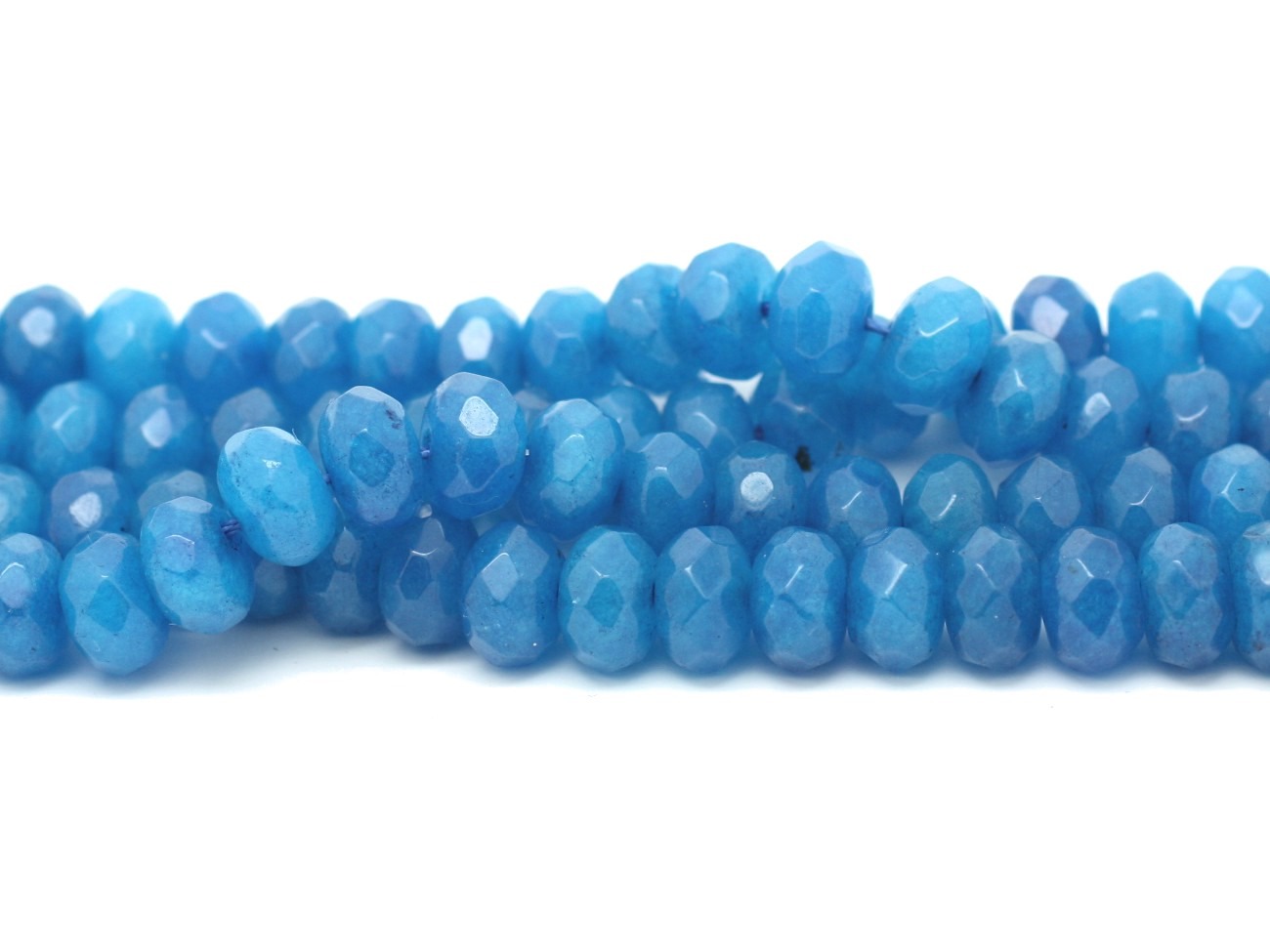 Fil 39cm 75pc env - Perles Pierre - Jade Rondelles Facettées 8x5mm Bleu Turquoise Azur