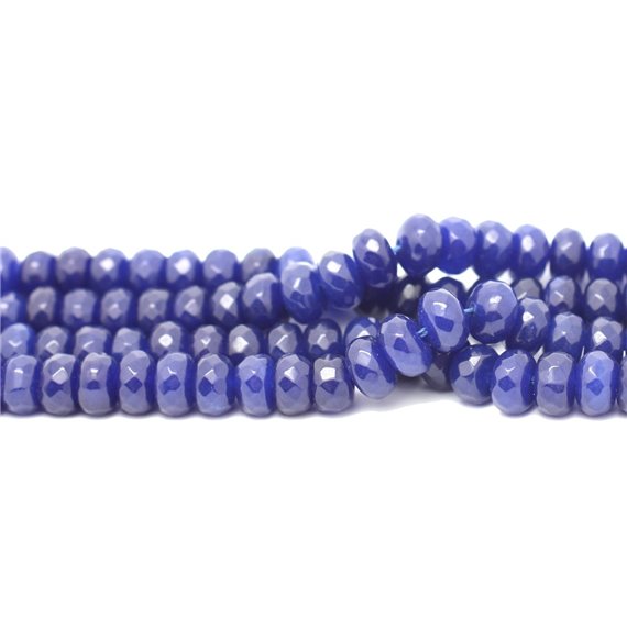 Fil 39cm 75pc env - Perles Pierre - Jade Rondelles Facettées 8x5mm Bleu Nuit Transparent