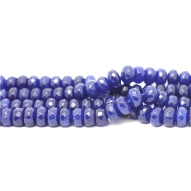 1 Fil 39cm Perles de Pierre - Jade Rondelles Facettées 8x5mm Bleu Roi 
