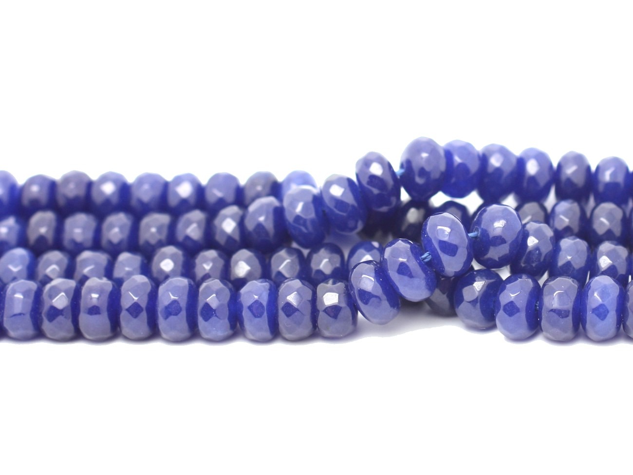 1 Fil 39cm Perles de Pierre - Jade Rondelles Facettées 8x5mm Bleu Roi 