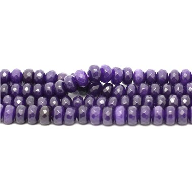 Fil 39cm 75pc env - Perles Pierre - Jade Rondelles Facettées 8x5mm Violet Byzantin Eveque