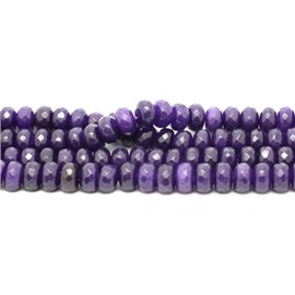 1 filo 39 cm di perle di pietra - Rondelle sfaccettate di giada 8x5 mm viola 