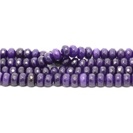 Cuentas de piedra de 1 hebra de 39 cm - Rondelles facetados de jade 8x5 mm Morado 