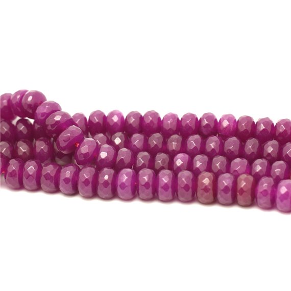 1 Fil 39cm Perles de Pierre - Jade Rondelles Facettées 8x5mm Rose Fuchsia Magenta 