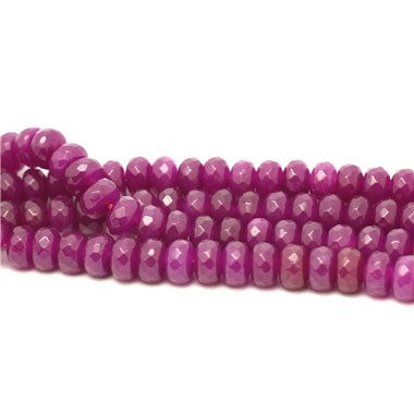 Fil 39cm 75pc env - Perles Pierre - Jade Rondelles Facettées 8x5mm Violet Rose Fuchsia Framboise