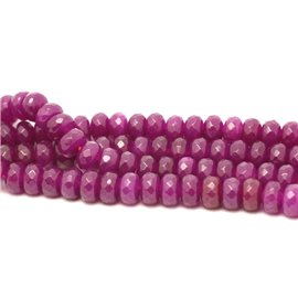 1 filo 39 cm di perle di pietra - Rondelle sfaccettate di giada 8x5 mm rosa fucsia magenta 