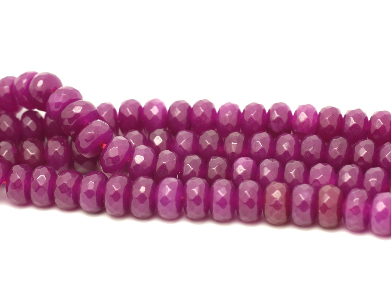 1 Fil 39cm Perles de Pierre - Jade Rondelles Facettées 8x5mm Rose Fuchsia Magenta 
