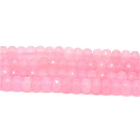 Fil 39cm 75pc env - Perles Pierre - Jade Rondelles Facettées 8x5mm Rose Clair Bonbon