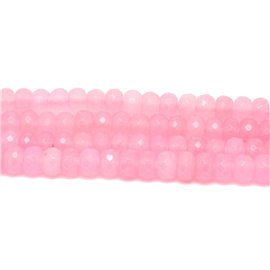 Cuentas de piedra de 1 hebra de 39 cm - Rondelles facetados de jade 8x5 mm Rosa claro 