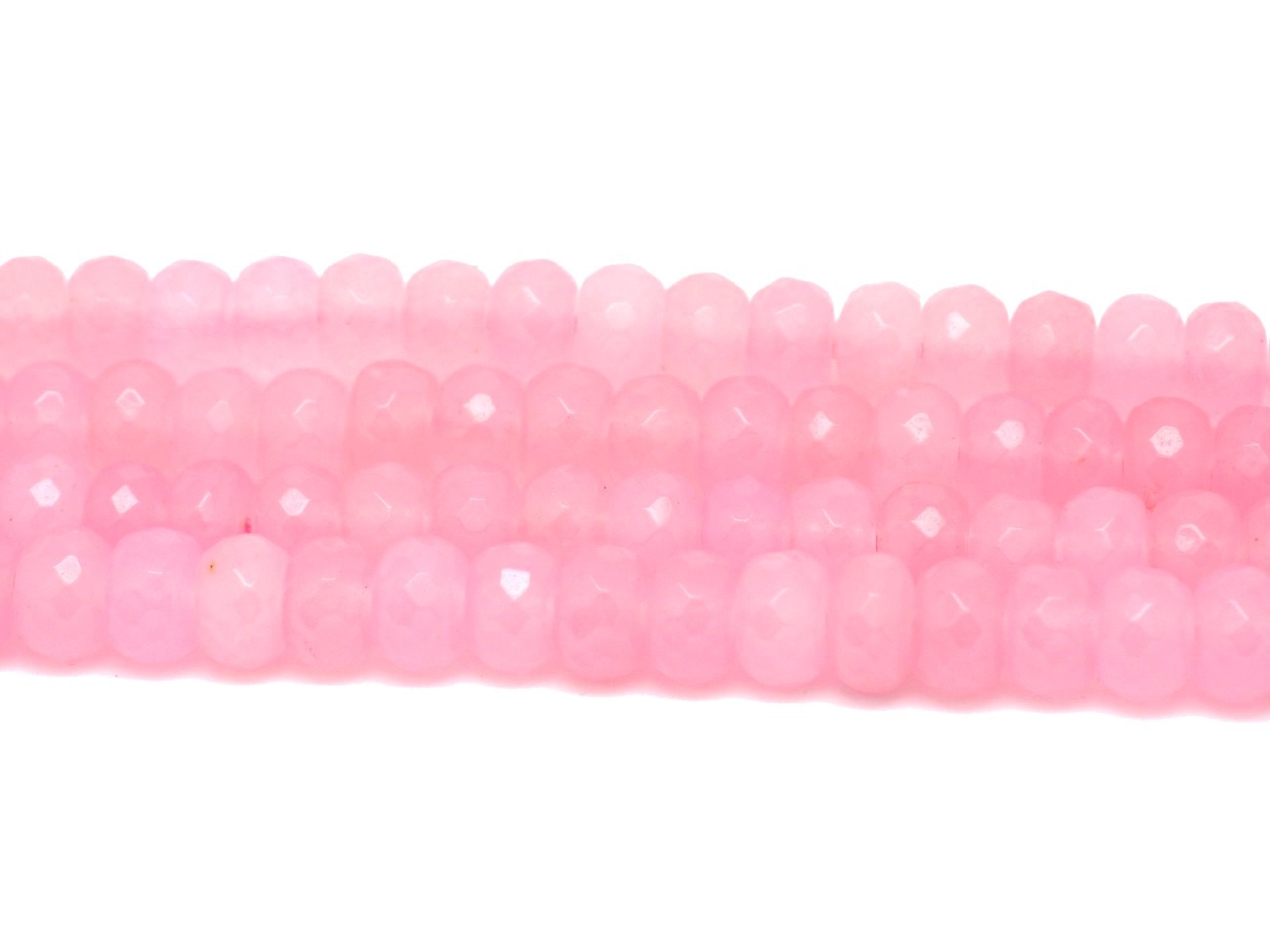 Fil 39cm 75pc env - Perles Pierre - Jade Rondelles Facettées 8x5mm Rose Clair Bonbon