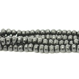 Fil 39cm 75pc env - Perles Pierre - Jade Rondelles Facettées 8x5mm Gris Noir Anthracite