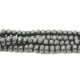 1 filo 39 cm di perle di pietra - Rondelle sfaccettate in giada 8x5 mm grigio nero 