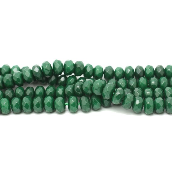 1 Fil 39cm Perles de Pierre - Jade Rondelles Facettées 8x5mm Vert Sapin 