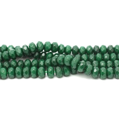 Fil 39cm 75pc env - Perles Pierre - Jade Rondelles Facettées 8x5mm Vert Sapin Empire