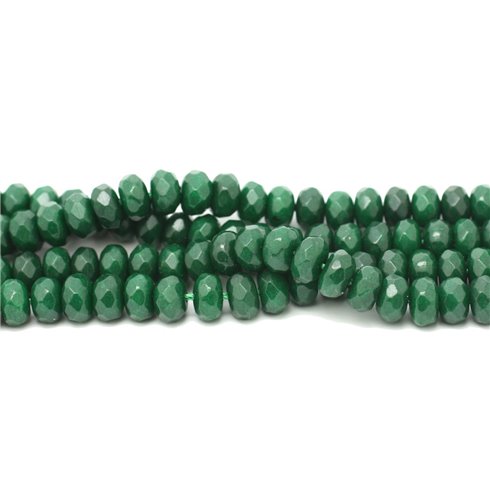 Fil 39cm 75pc env - Perles Pierre - Jade Rondelles Facettées 8x5mm Vert Sapin Empire