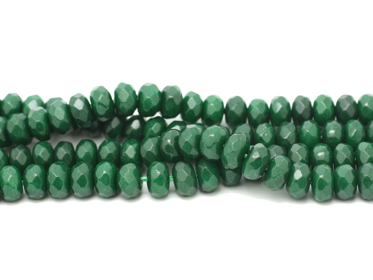 1 Fil 39cm Perles de Pierre - Jade Rondelles Facettées 8x5mm Vert Sapin 