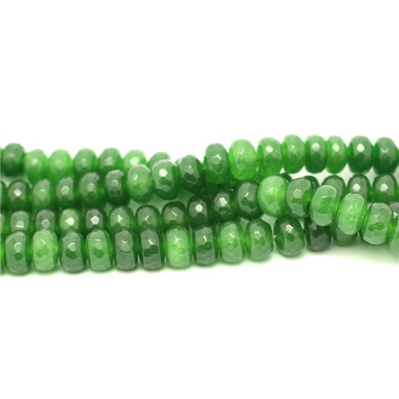 Fil 39cm 75pc env - Perles Pierre - Jade Rondelles Facettées 8x5mm Vert Olive Empire