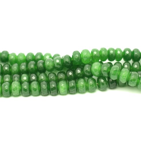1 Fil 39cm Perles de Pierre - Jade Rondelles Facettées 8x5mm Vert 